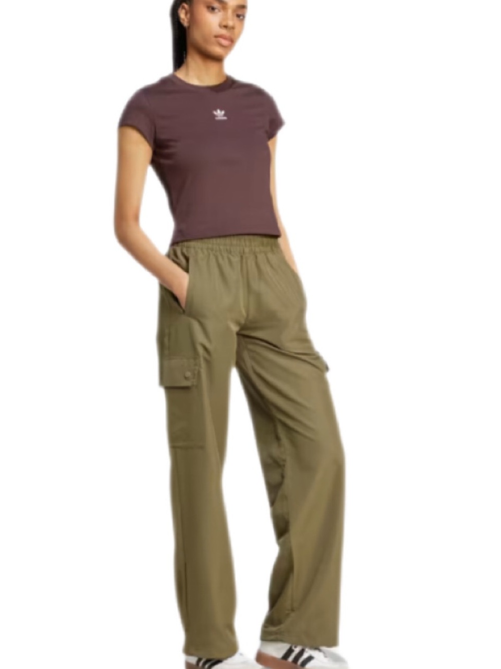 Adidas Originals olive parachute cargo pants wide leg techwear utility Sz M